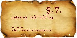 Zabolai Tétény névjegykártya